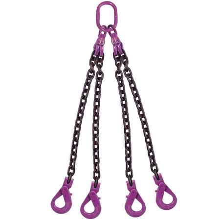 US CARGO CONTROL 5/16" x 10' - 4 Leg Chain Sling w/ Self-Locking Hooks - Grade 100 516G100QOSL-10